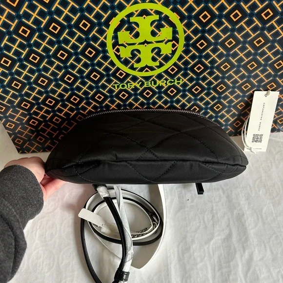 Tory Burch Willa Quilted Nylon Belt Bag Black Fanny Pack Crossbody Bag - Picture 6 of 11